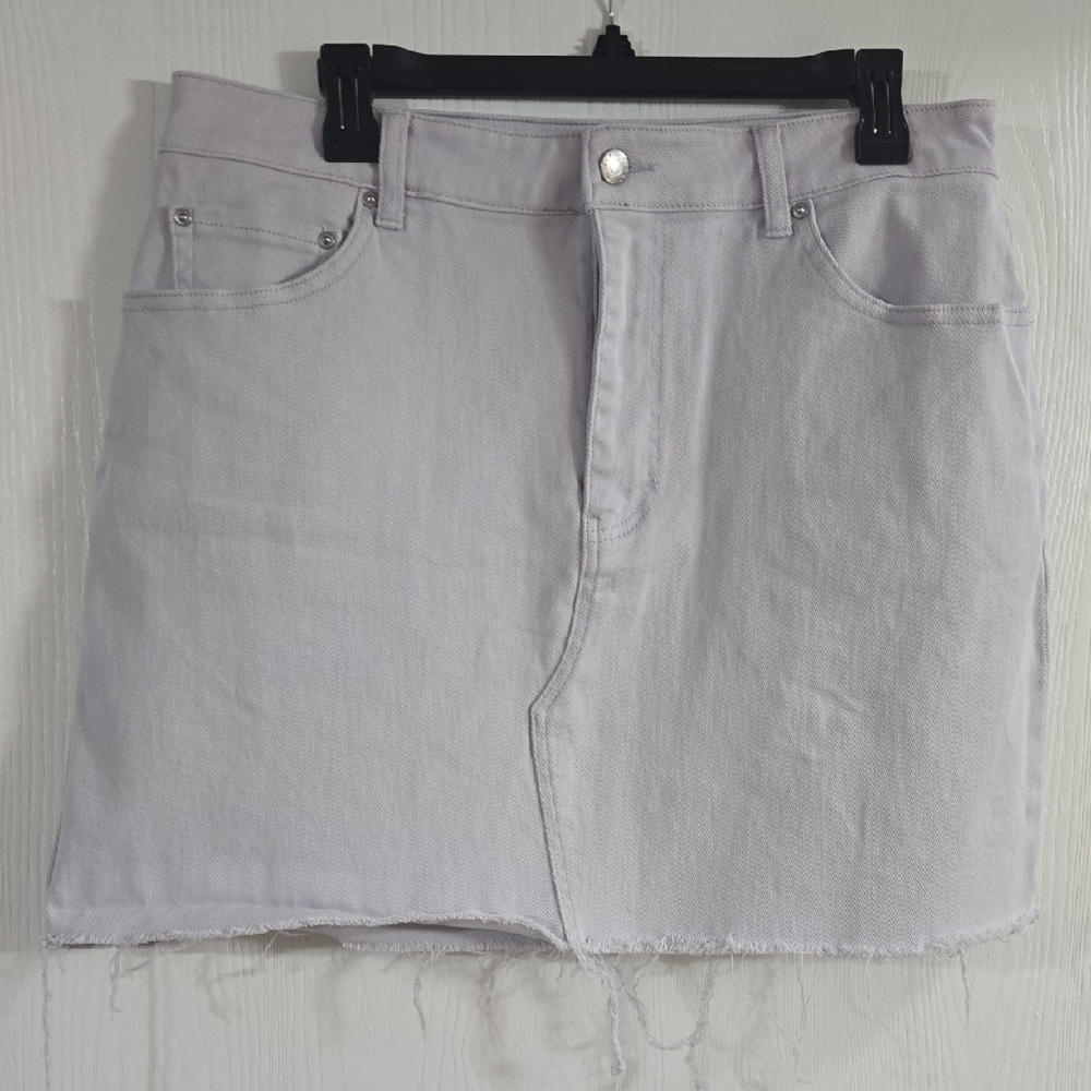 BCBGeneration Asymmetrical Denim Skirt - Light Gray